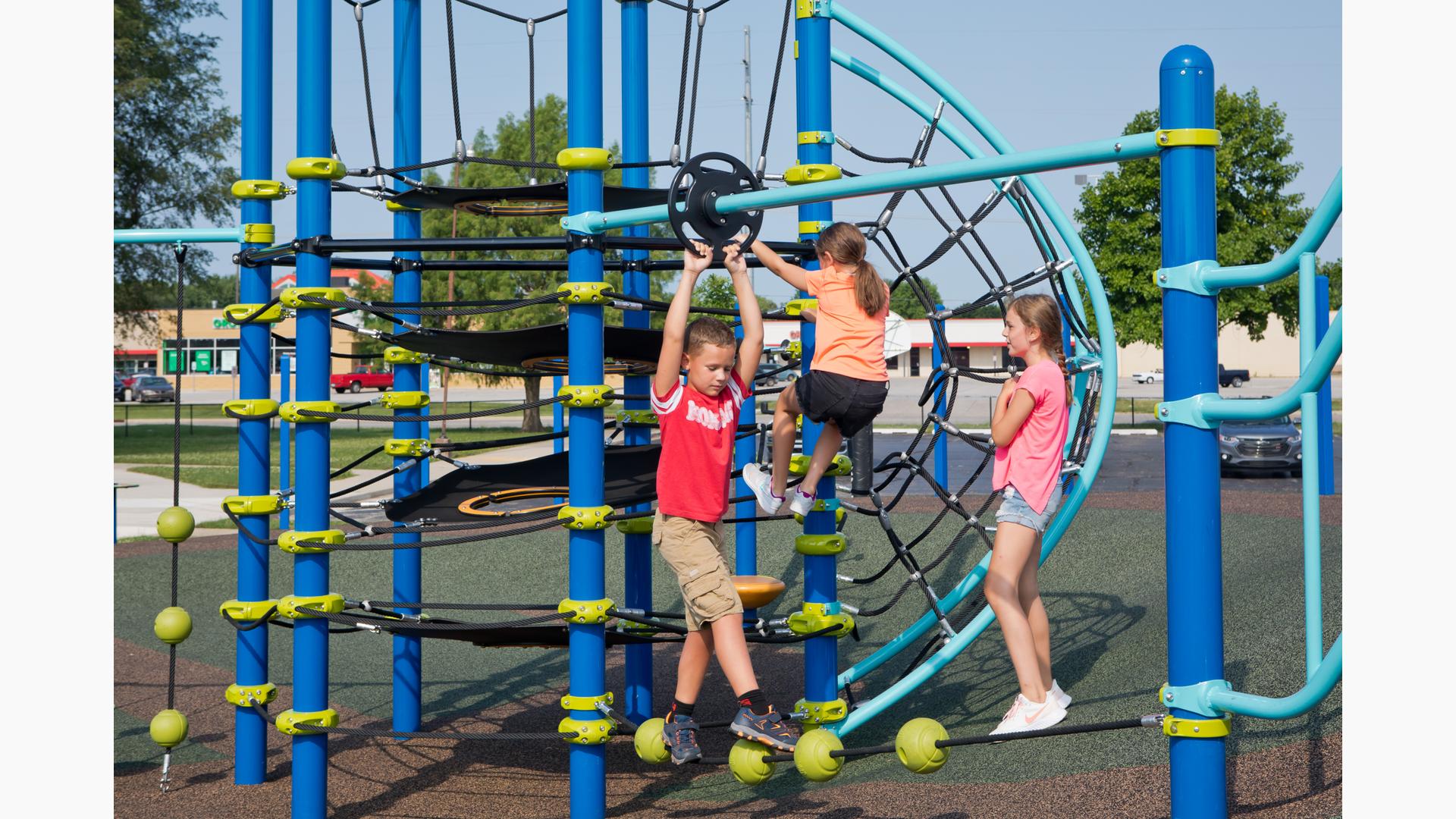 Kids playing on Netplex® play structure