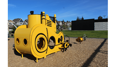 Custom submarine play structure with Digirider Bumble Bee and Bobble Rider Double