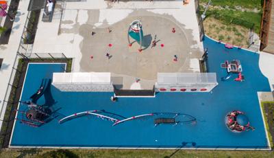 Prairie Creek park aerial of children at play