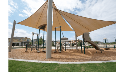 Shade sails covering playground.