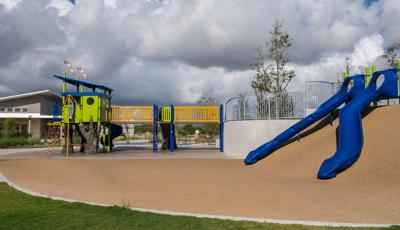 Oso Bay Wetlands Preserve and Learning Center, Corpus Christi, TX. The PlayBooster® playground structure is full of opportunities to climb, twirl and slide in a wetlands-theme environment.