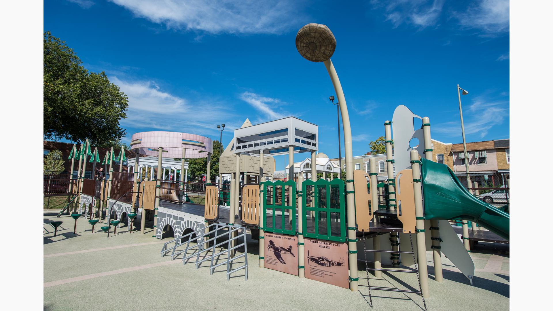 A custom play structure leading to slide.