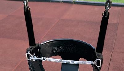 The Half-Bucket Seat with Chains is a playground swing seat option for children who need the support of a bucket seat with the easy access of a chain clasp.