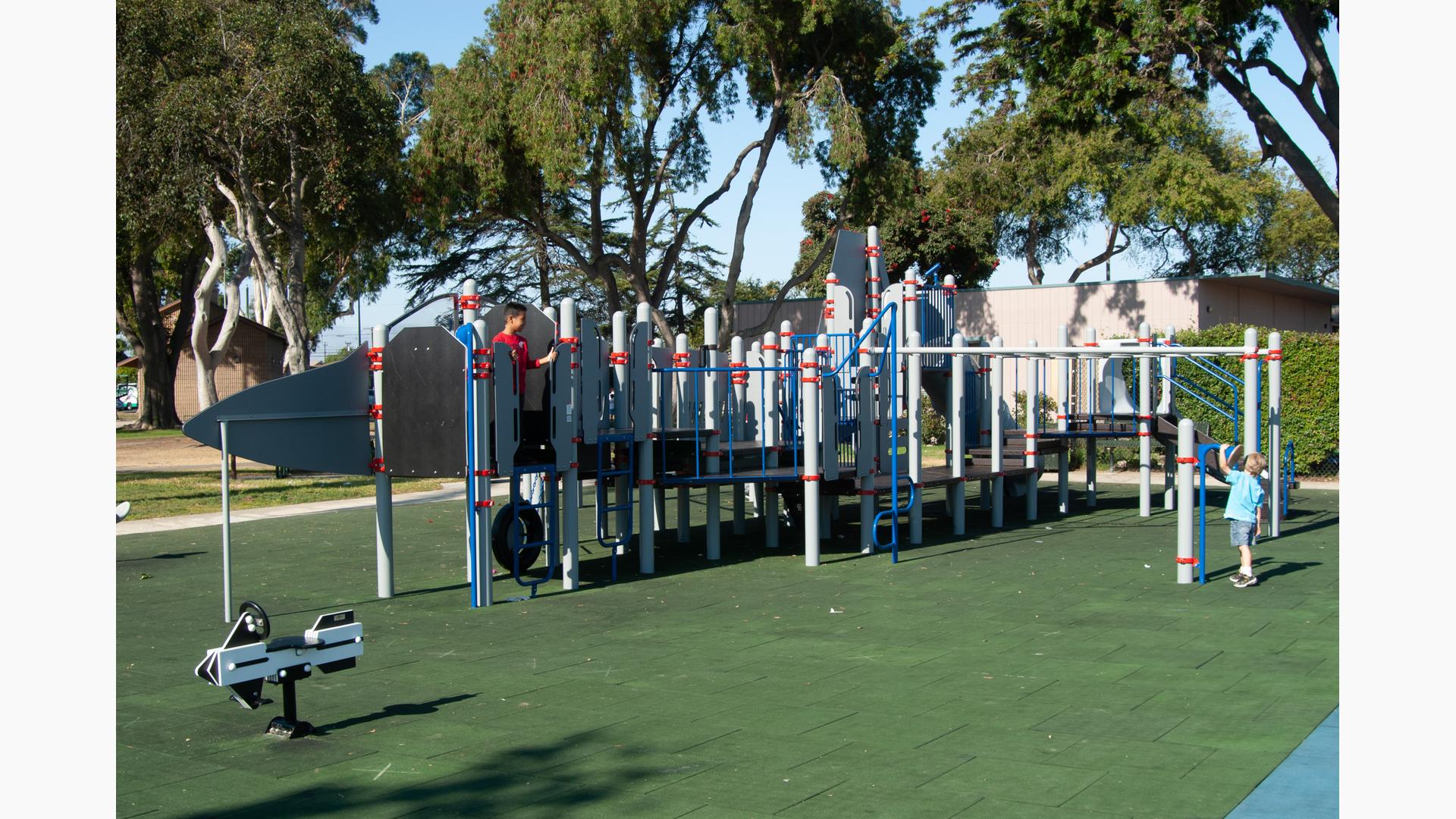 Custom F-6 fighter jet play structure at Colonia Park