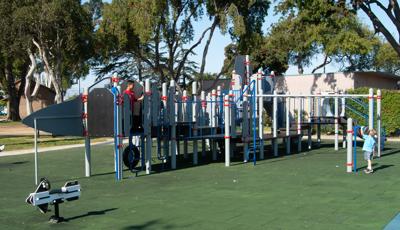 Custom F-6 fighter jet play structure at Colonia Park