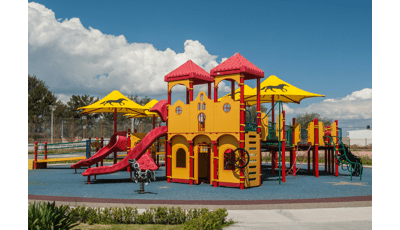 墨西哥赫雷斯的赫雷斯公园。该项目是墨西哥的第一个包容性游乐场，由Shane’s足彩必威 Inspiration协调。它具有自定义的PlayBooster®游戏结构。