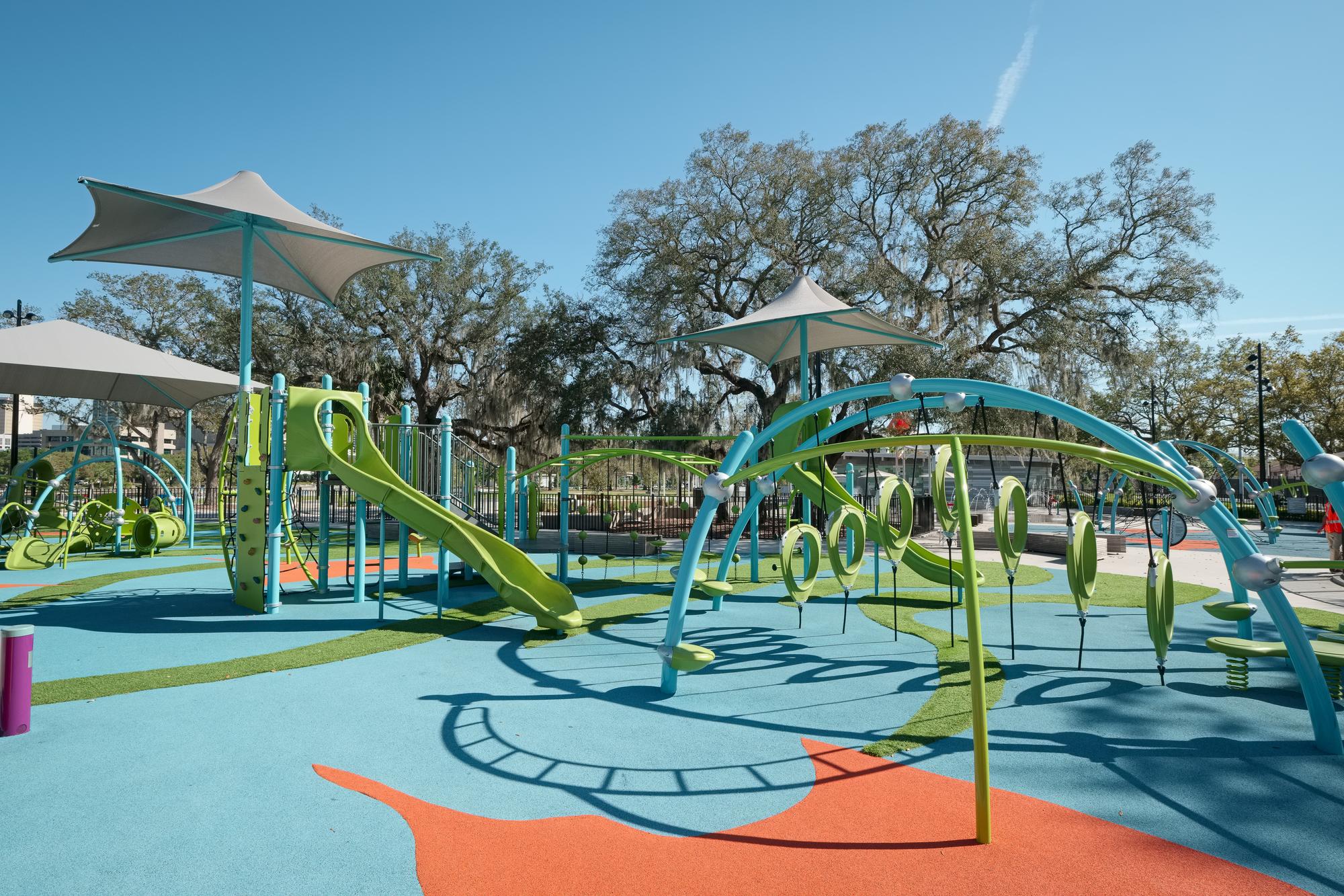 Julian B. Lane Riverfront Park - Colorful Playgrounds For All Ages