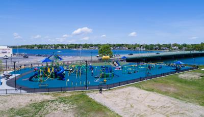 Noah's Place Playground New Bedford, MA offers a fully ramped PlayBooster® playstructure along with the Sensory Play Center®, Sway Fun® glider, We-saw™ and OmniSpin® spinner. In addition, there is a ship-themed playstructure, playground swings, net climbers and a Weevos® playstructure.