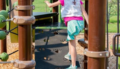 Girl walking along ramp
